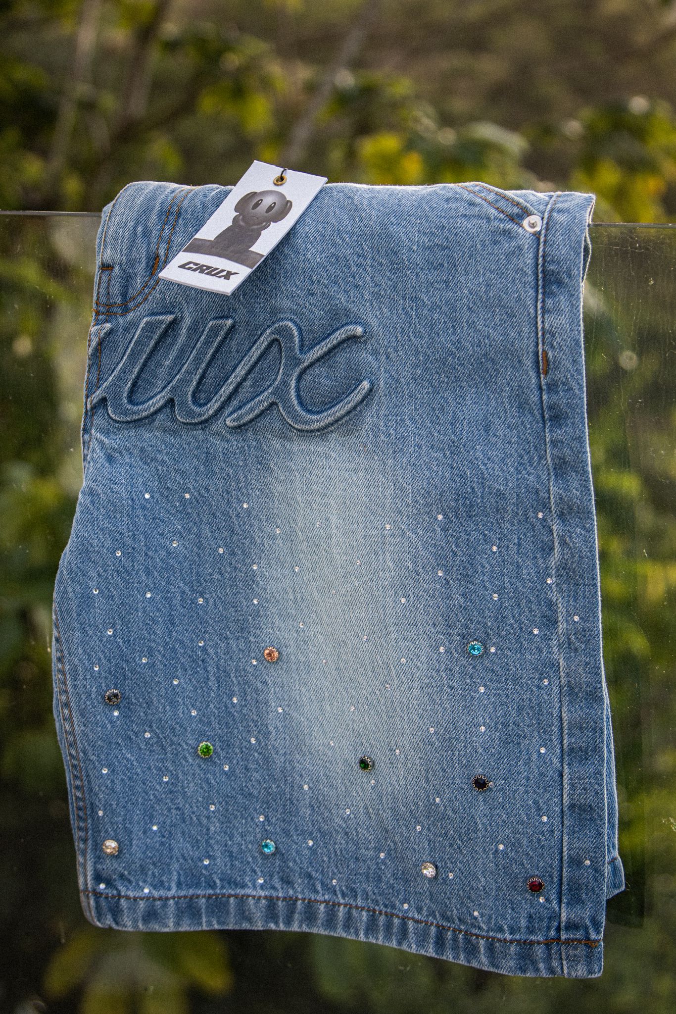 CRUX Denim Rhinestone Shorts