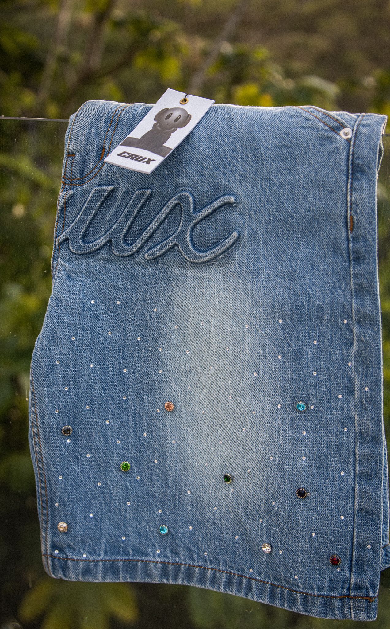 CRUX Denim Rhinestone Shorts